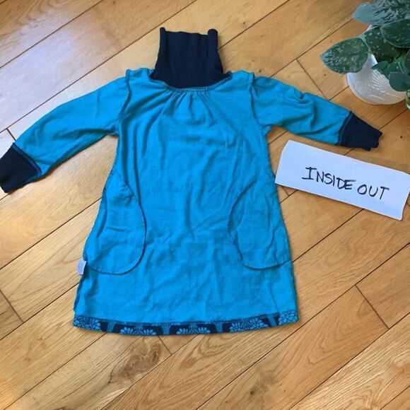OLD NAVY Tree Graphic Teal And Navy Dress Toddler Girls 12-18 M - Picture 5 of 11